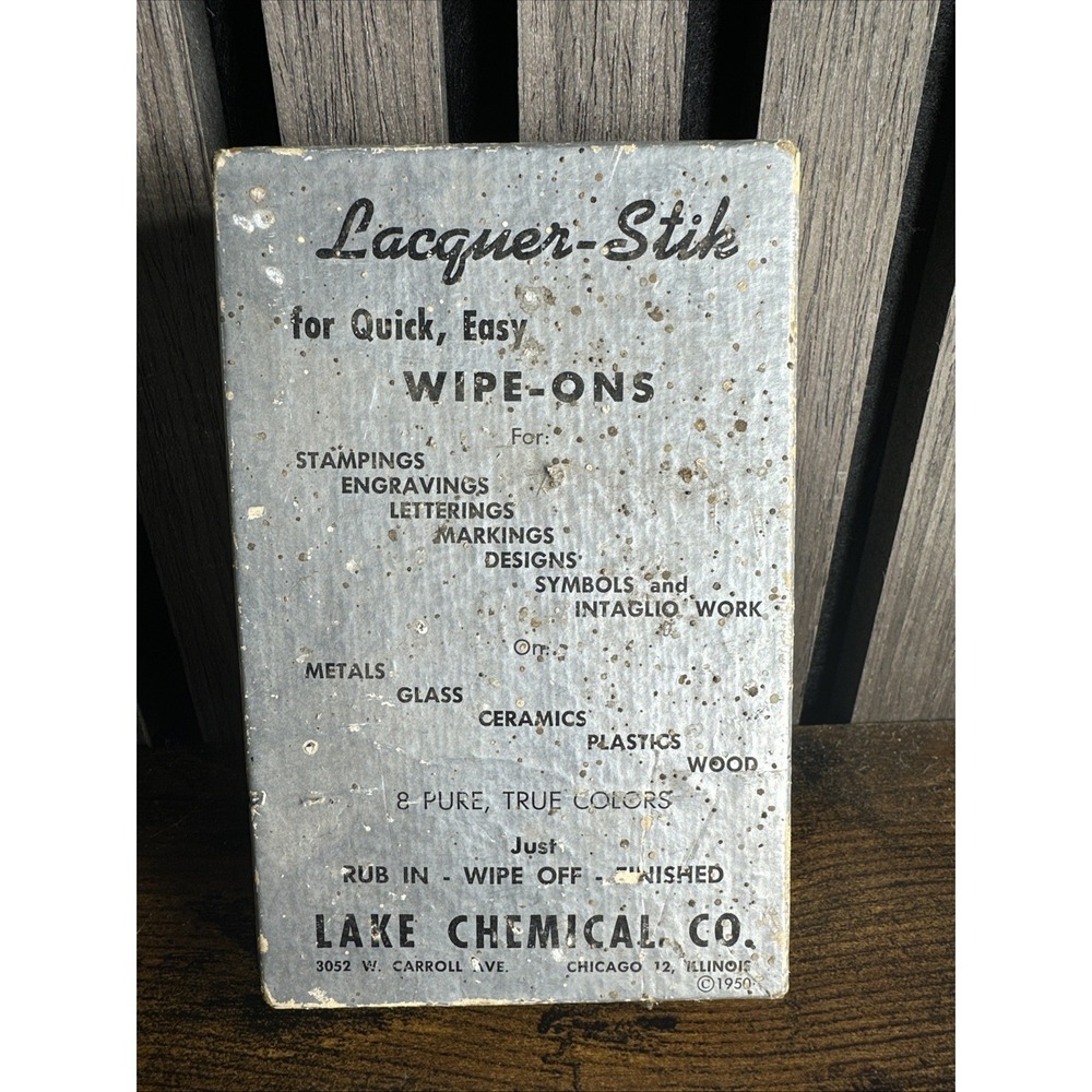 Vintage Box Lacquer Stik "Paintstick" Lake Chemical 1950 - 8 Total